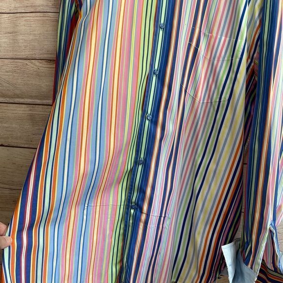 VINTAGE TOMMY HILFIGER BRIGHT MULTICOLORED STRIPES SHIRT - Picture 5 of 10